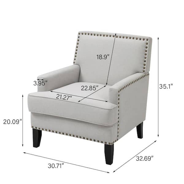 Outopee Off-White Linen Leisure Chair with High Back 504745038095 - The  Home Depot