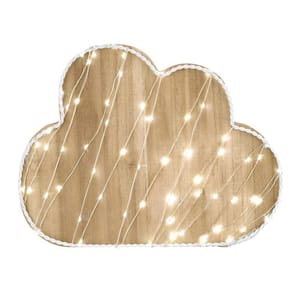 Cloud Shaped Lighted LED Natural Wood Wall Decor