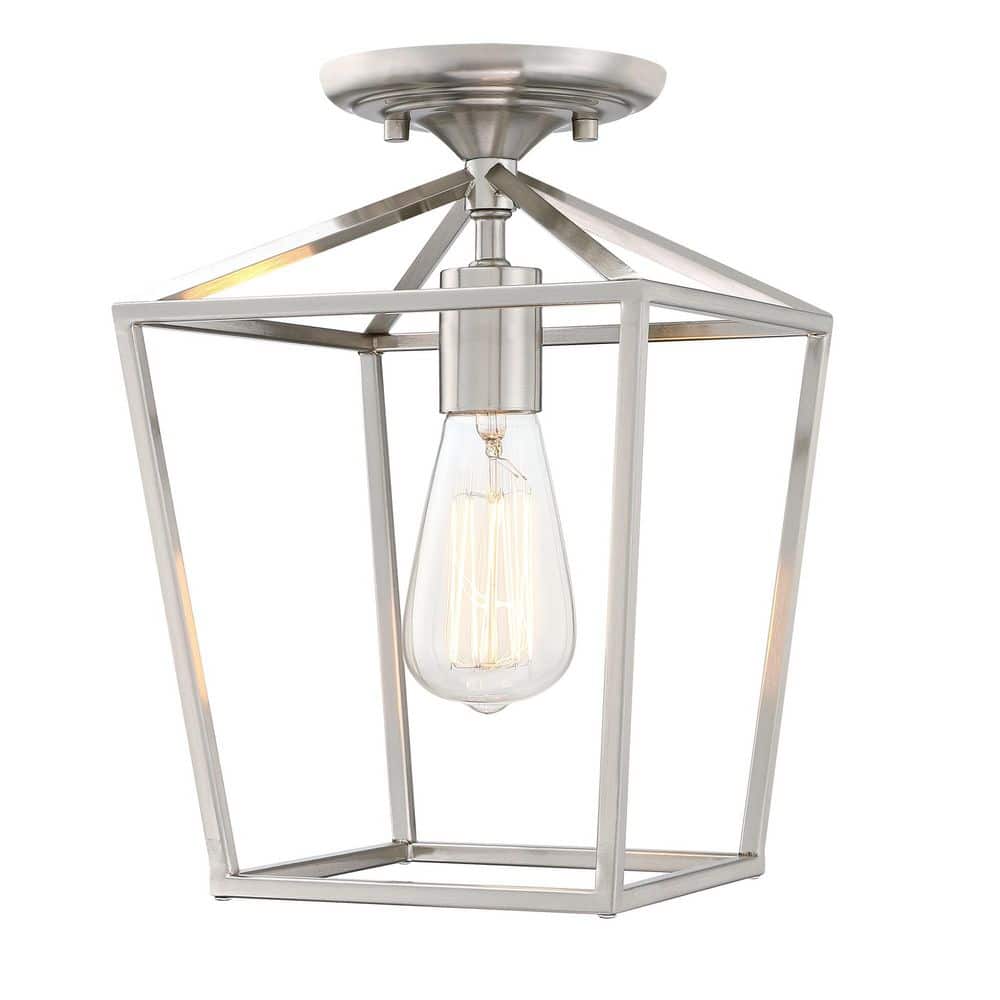 FM 1-Light 8 in. Brushed Nickel Semi Flush Mount Light price history on PriceWatchPro