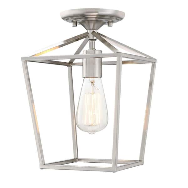 Hukoro FM 1-Light 8 in. Brushed Nickel Semi Flush Mount Light