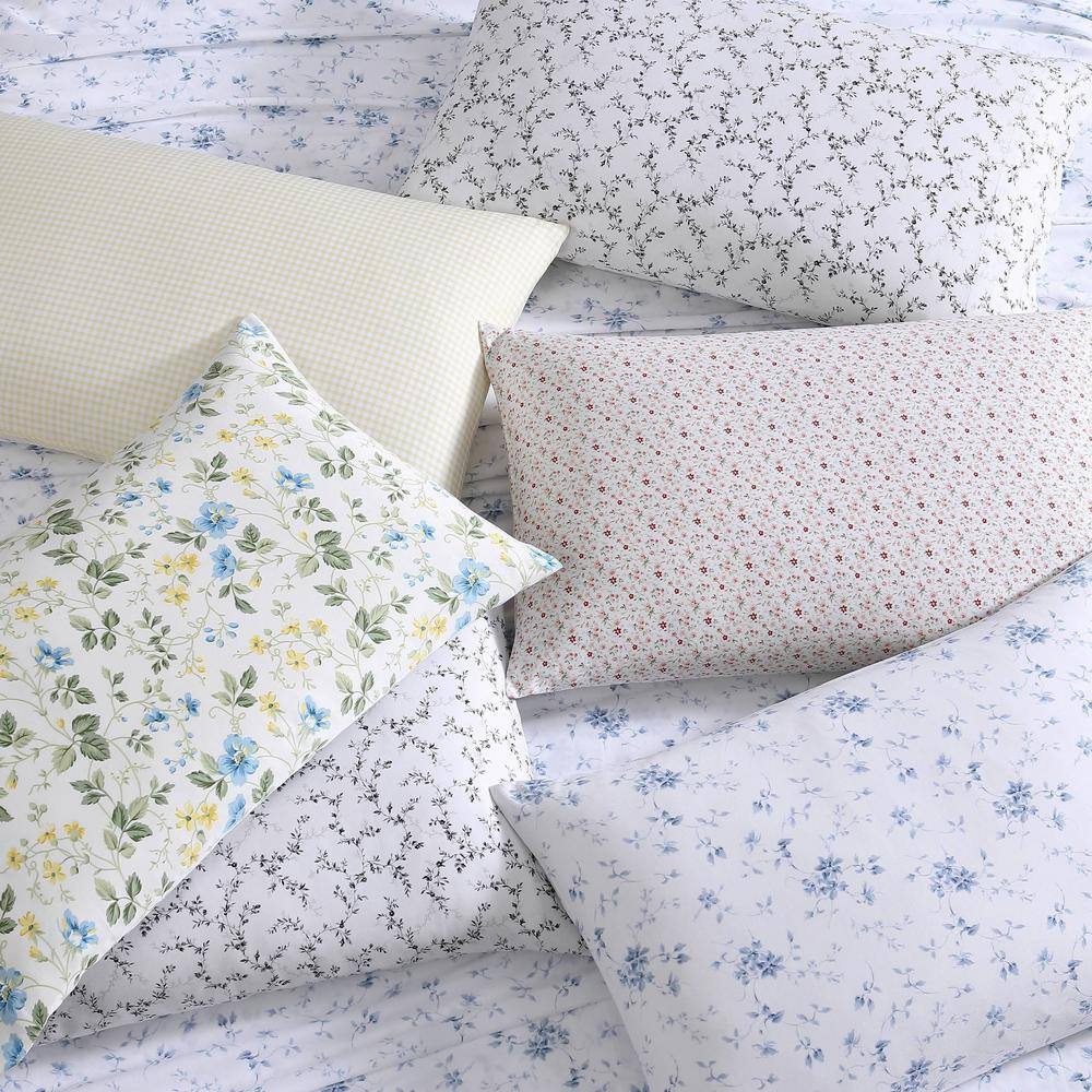 King Blue Cotton Percale Floral Sheet Set
