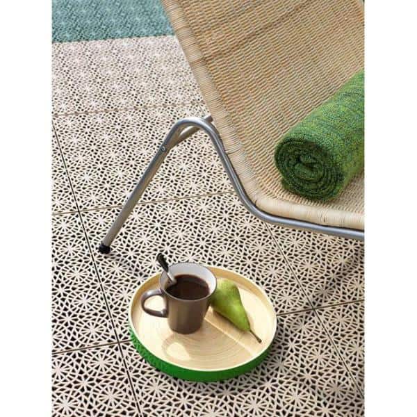 XL Corner 0.17 ft. x 0.20 ft. PVC Deck Tile in Sandstorm (4 Tiles Per Box)