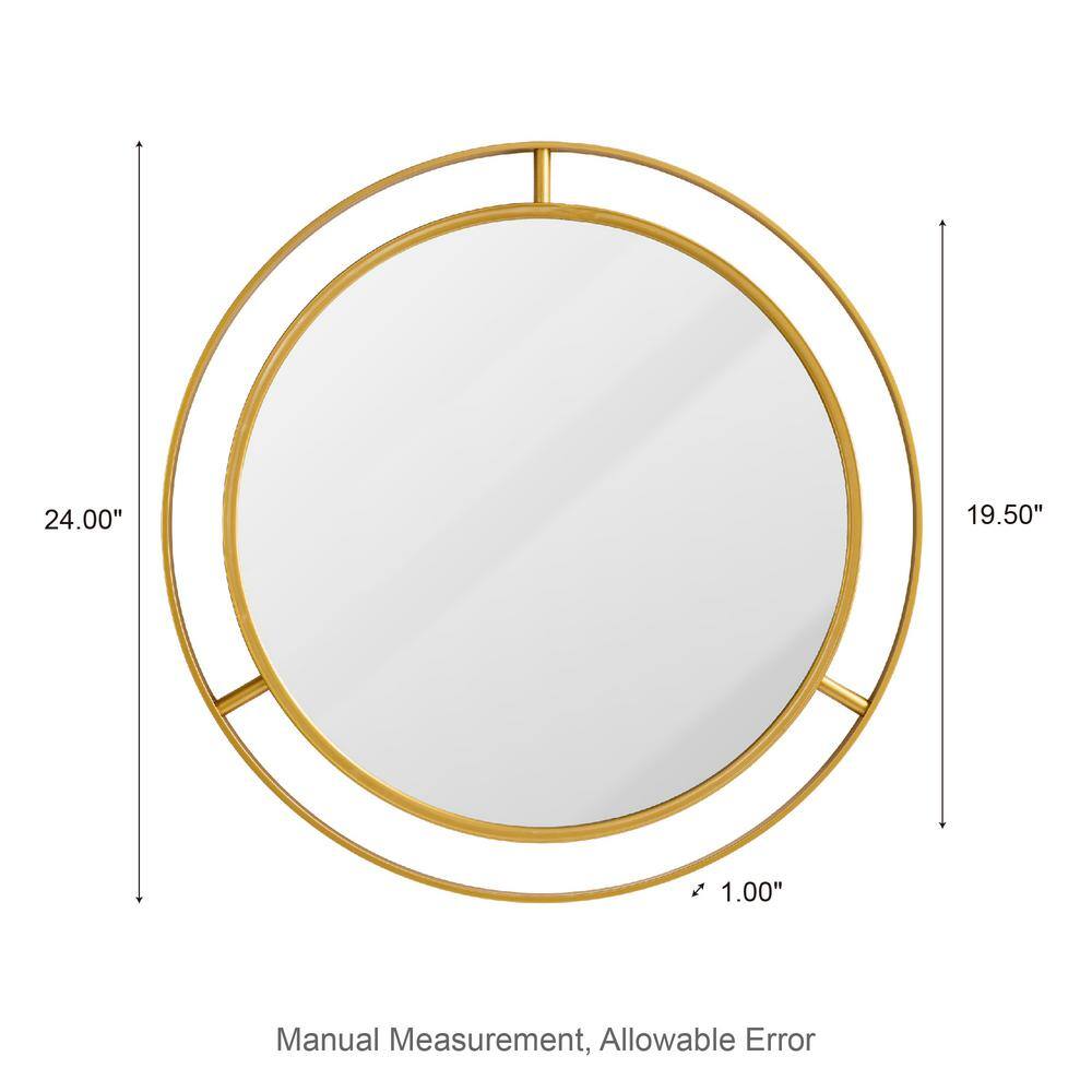 Deluxe Round Gold & Silver Iron Frame 24" Wall Mirror
