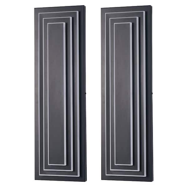 (2-Pack) 3-Tier 24 in 1-Light Outdoor Light Fixture Black Exterior Wall Light LED Modern Wall Sconce Waterproof