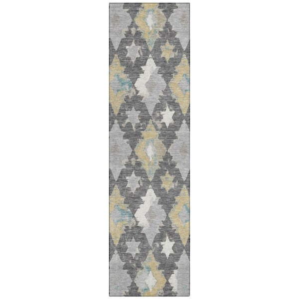 Chantille Machine Washable Indoor/Outdoor Abstract ACN3062 Gray 2 ft. x 7 ft. Runner Rug