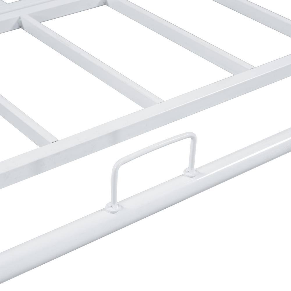 White Metal Twin Daybed with Trundle and Drawer