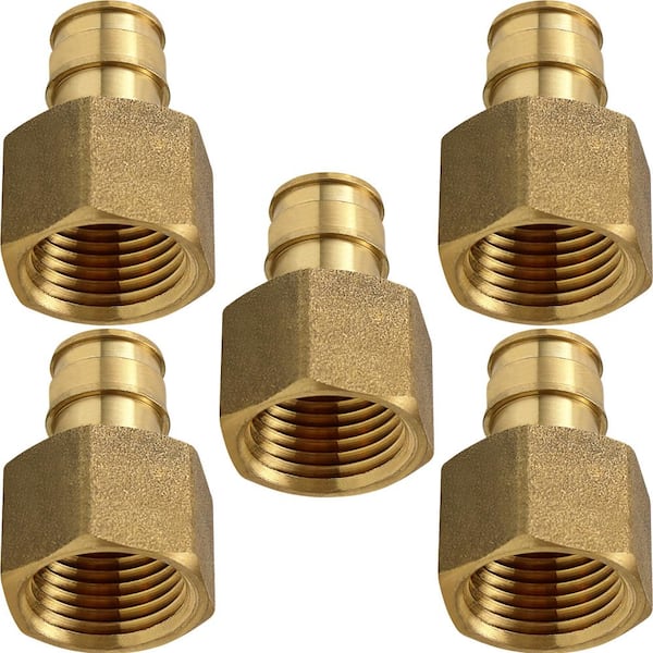 PLUMBFLEX 3/4 in. x 3/4 in. 90-Degree PEX A x FIP Expansion Pex Adapter, Lead Free Brass for Use in Pex A-Tubing (Pack of 5)