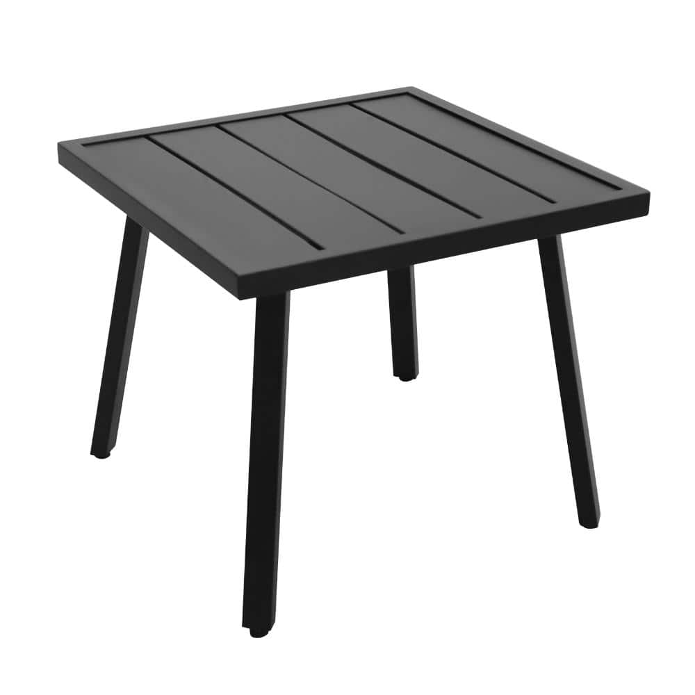 Table Slant Shade Graphix Square Metal Side Table Patio End Table w/ Slatted Top ...
