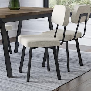 Clarkson Light Beige PVC / Black Metal Upholstered Dining Chair