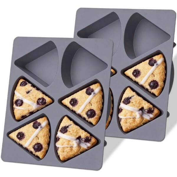 2-Pack 6-Cavity Food-Grade Silicone Scone and Biscuit Baking Pans, Non-Stick, Dishwasher Safe, 7.8 x 6.7