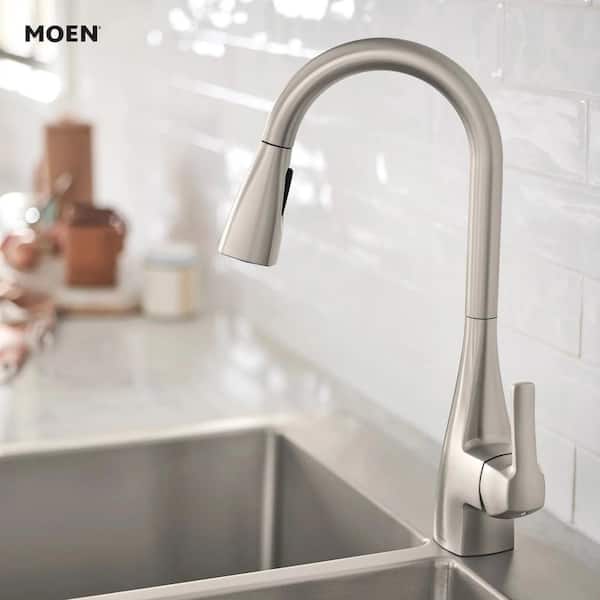 Kiran Spot Resist Stainless 17 in. H Pull Down Sprayer Kitchen Faucet with 360° Spout Swivel and Reflex and Power Clean