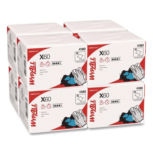 12.5 in. x 10 White x 60 Cloths, Quarter Fold, 70/Pack, 8 Packs/Count