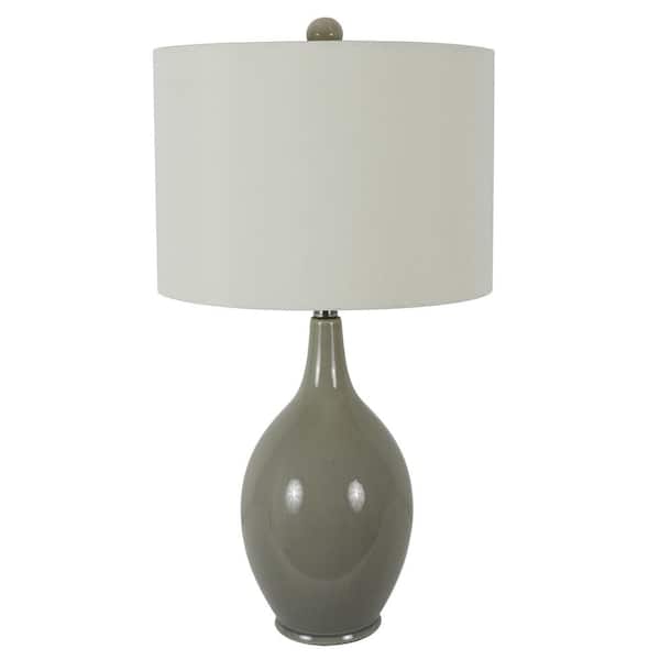 Decor Therapy 27 In Cool Gray Ceramic, Grey And Blue Detail Ceramic Table Lamp