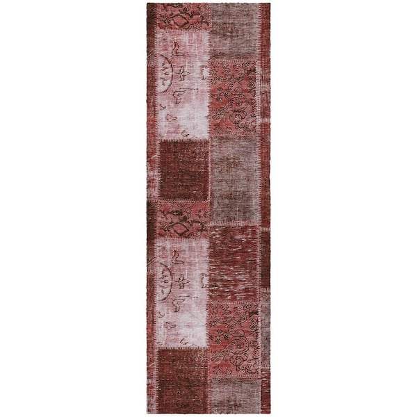Dream Shag Premium Machine Washable Abstract ADS631 Burgundy 2 ft. x 7 ft. Runner Rug