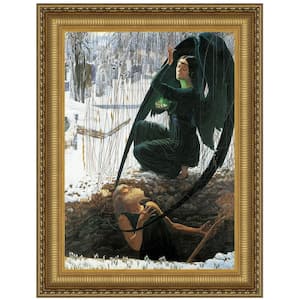 The Death of the Gravedigger 1895 by Carlos Schwabe Framed Fantasy Oil Painting Art Print 29.25 in. x 23.25 in.