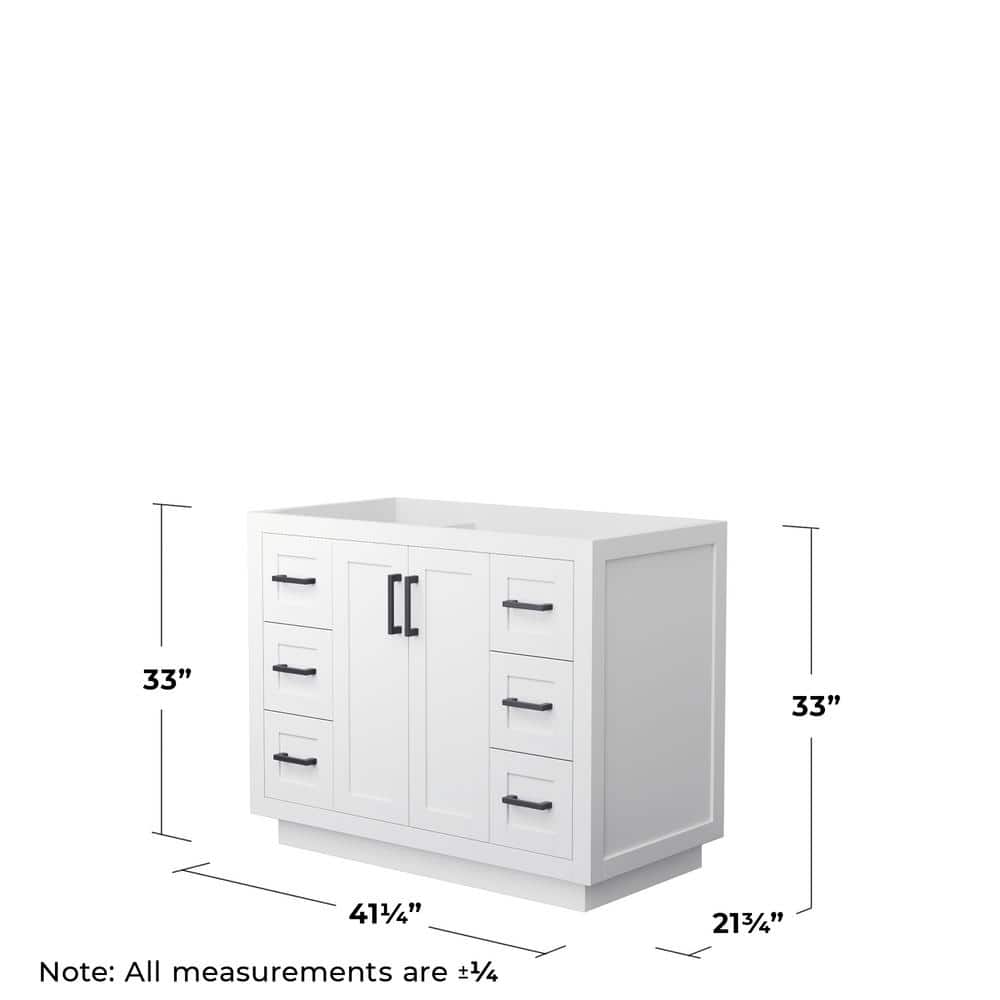 Miranda 42-Inch White and Matte Black Freestanding Single Bathroom Vanity