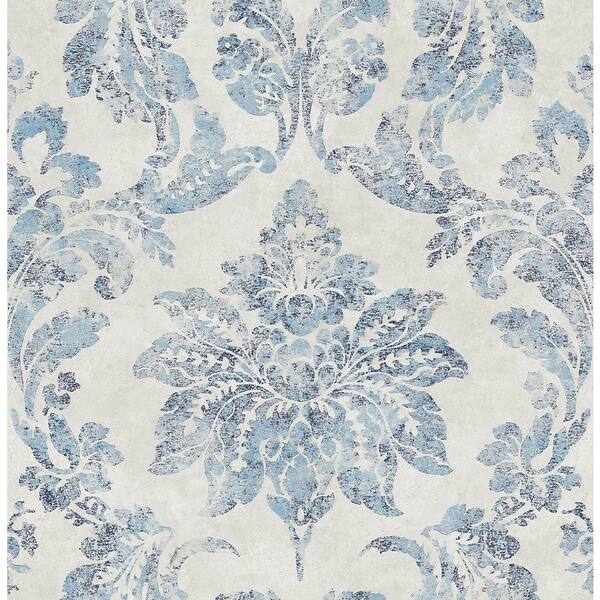 Chesapeake Astor Blue Damask Washable Wallpaper Sample 3114 003352sam The Home Depot
