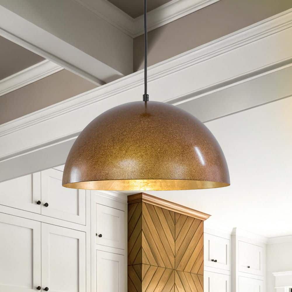 PCover 1-Light 15 in. W High-Gloss Vintage Antique Gold Dome Pendant Light for Kitchen Island and Breakfast Nook price history on PriceWatchPro