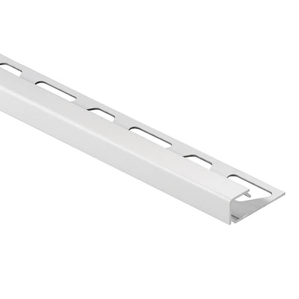 Schluter Quadec Matte White Textured Color-Coated Aluminum . 375 in. x 98.5 in. Metal Square Edge Tile Edging Trim