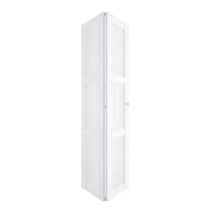 30 in. x 80.5 in. 3-Lite Tempered Frosted Glass Solid Core White Primed Bi-Fold Door with Hardware Kit