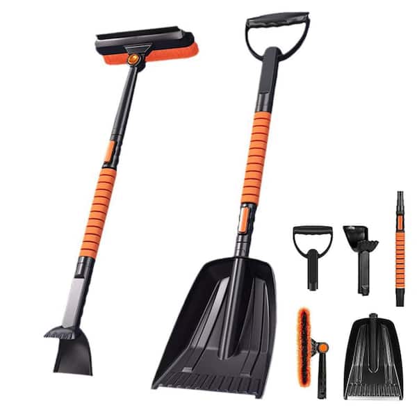 41in Foam Handle  Plastic Aluminum Snow Shovel with 360° Swivel Head for Cars, Trucks and Vehicles