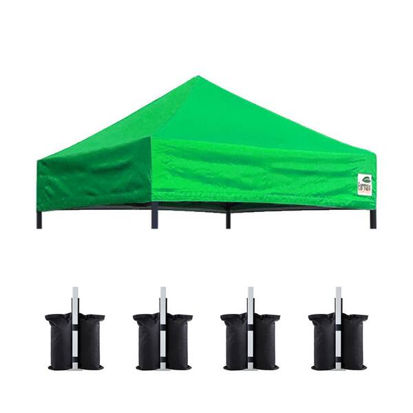 EURMAX USA Pop Up Tent Top Cover Instant Ez Canopy Top Cover ONLY, Bonus 4PC Pack Canopy Weight Bag( 5 ft. x 5 ft. kelly green