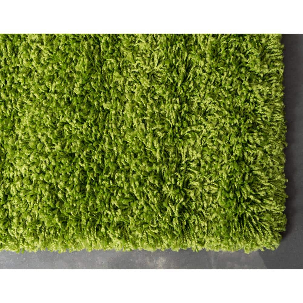 Handmade Green Synthetic Shag Kids' 4' x 6' Rug