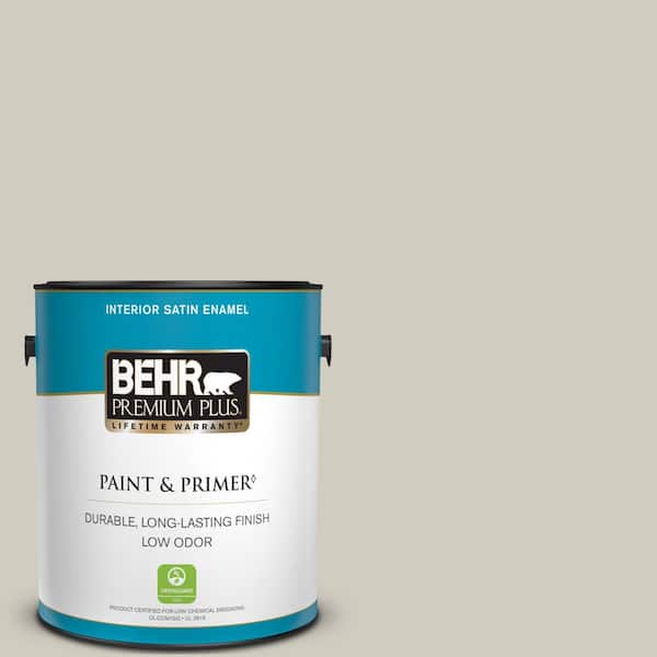 BEHR PREMIUM PLUS 1 gal. #N320-2 Toasty Gray Satin Enamel Low Odor Interior Paint & Primer