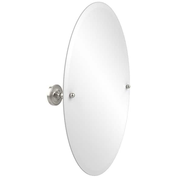 Allied Brass Prestige Regal Collection 21 in. x 29 in. Frameless Oval Single Tilt Mirror with Beveled Edge in Polished Nickel