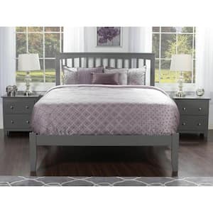 Mission King Platform Bed with Open Foot Board in Grey