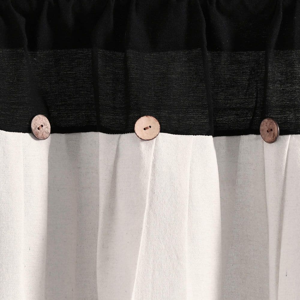 Black and Off-White Linen Button Valance with Coconut Husk Detail