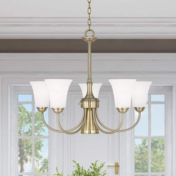 AVIANCE LIGHTING Burkland 6 Light Antique Brass Dinette Chandelier