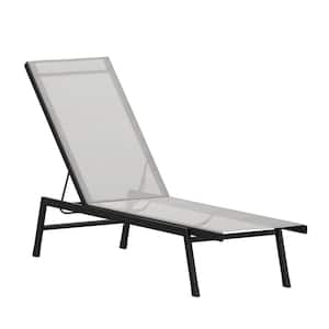 Black Steel Outdoor Lounge Chair in Gray
