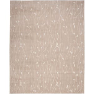 Grafix Beige 10 ft. x 14 ft. Floral Contemporary Area Rug