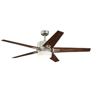 Zephyr 56 in. LED Indoor Brushed Nickel Ceiling Fan with Remote Control