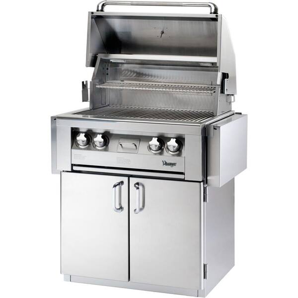Unbranded 30 in. 3-Burner Natural Gas Grill in Stainless with 2-Door Cart