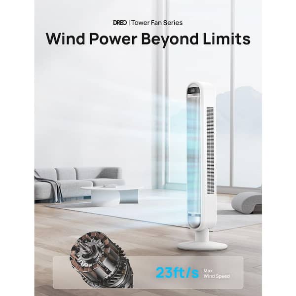 42 in. Smart Tower Fan with Remote, 6-Speed, 12 H Timer and 90° Oscillation, Wi-Fi Voice Control in White