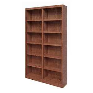 84 in. Dry Oak Wood 12-shelf Standard Bookcase with Adjustable Shelves
