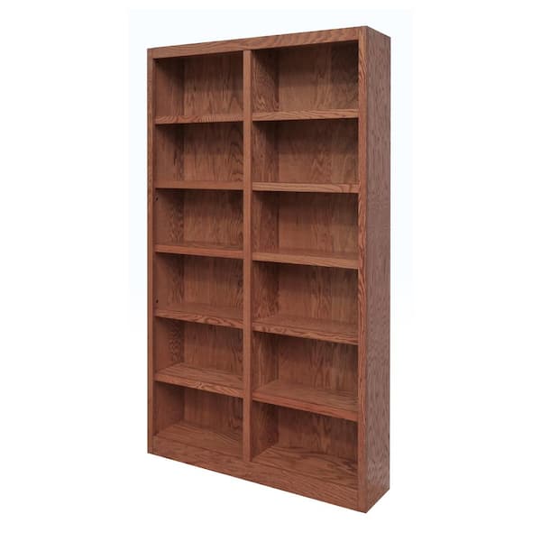 Concepts In Wood 84 in. Dry Oak Wood 12-shelf Standard Bookcase with Adjustable Shelves