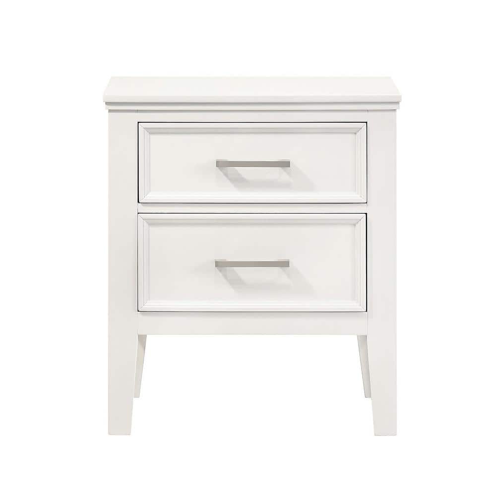 Andover White 2-Drawer Rubberwood Nightstand
