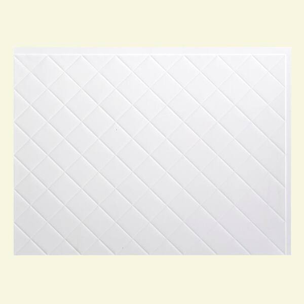 Fasade 18.25 in. x 24.25 in. Matte White Quilted PVC Decorative Backsplash Panel