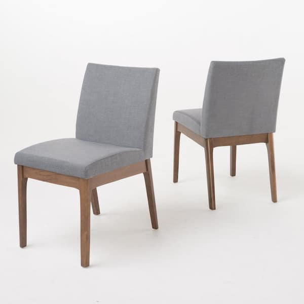 Noble House Kwame Dark Grey and Walnut Dining Chairs (Set of 2)