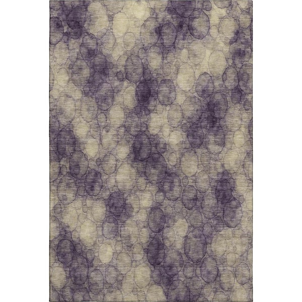 Mayfield Premium Machine Washable Abstract AMF2424 Plum 5 ft. x 7 ft. 6 in. Area Rug