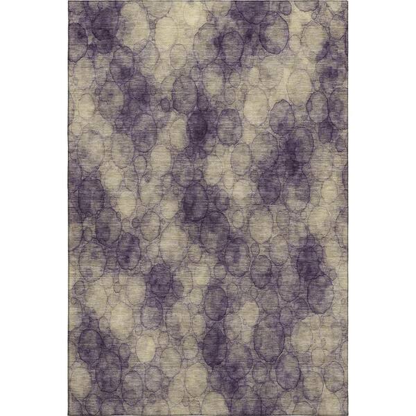 Mayfield Premium Machine Washable Abstract AMF2424 Plum 9 ft. x 12 ft. Area Rug