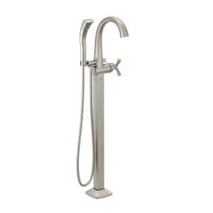 Stryke 1-Handle Floor Mount Tub Filler Trim Kit in Stainless with Hand Shower (Valve Not Included)