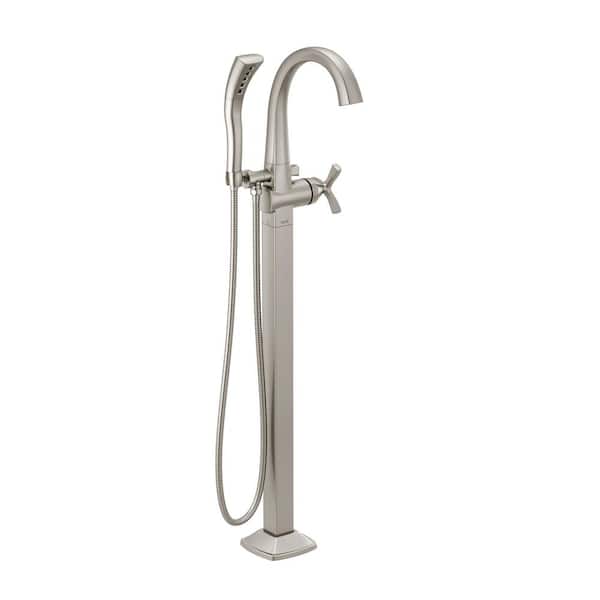 Delta Stryke 1-Handle Floor Mount Tub Filler Trim Kit in Stainless with Hand Shower (Valve Not Included)