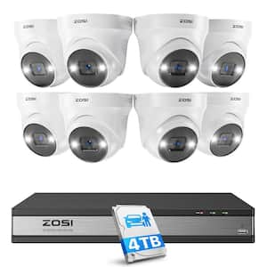 4K 16-Channel 4TB PoE NVR Security Camera System with 8 5MP Wired Spotlight Cameras, Color Night Vision, 2-Way Audio