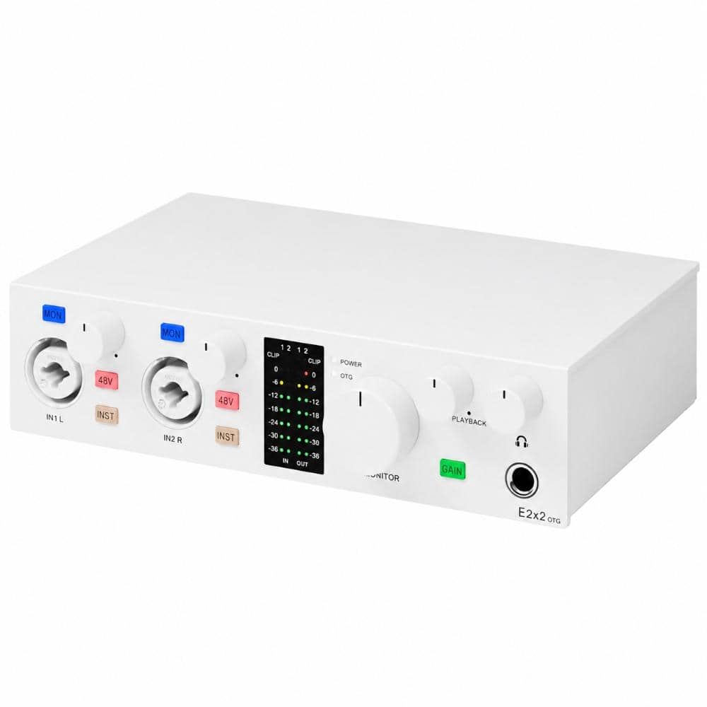 USB Audio Mixer Interface with Ultra Linear Preamp and Headphone Amplifier in White Single Unit