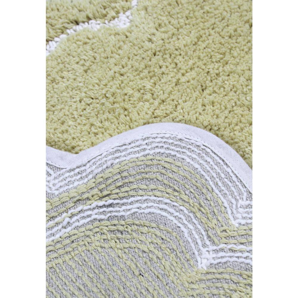 Green Cotton Tufted Bath Rug Set with Non-Slip Backing