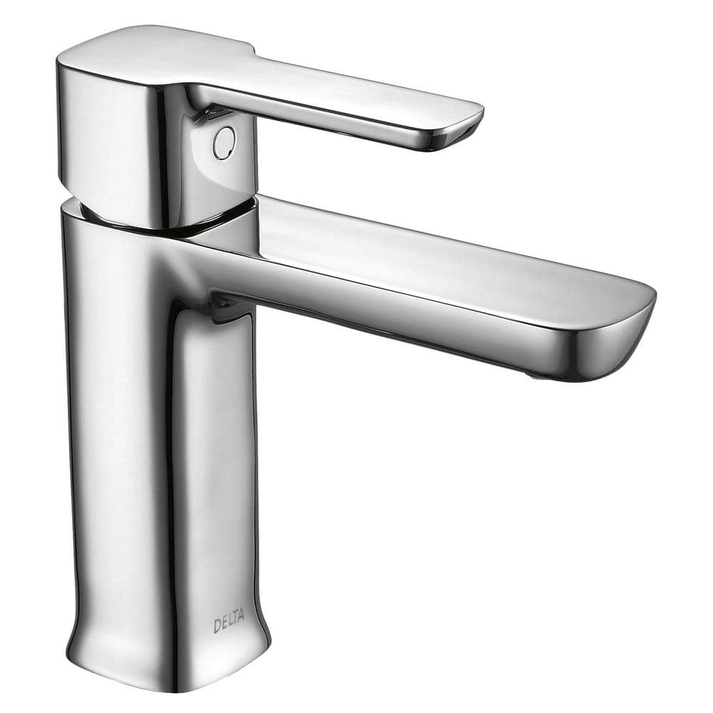 Sleek Modern Chrome Single Hole Brass Bathroom Faucet with Drain Assembly